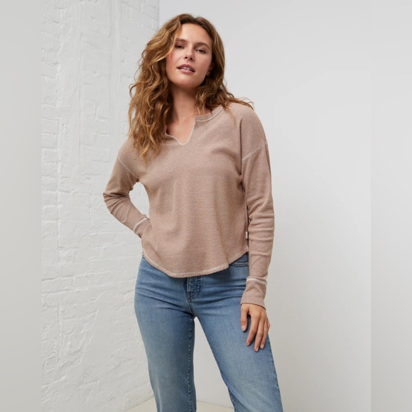 UpWest Cozy Rib Tee in Fall Stripe N222 - Picture 2 of 10